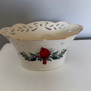 Lenox  China pierced basket Christmas bowl